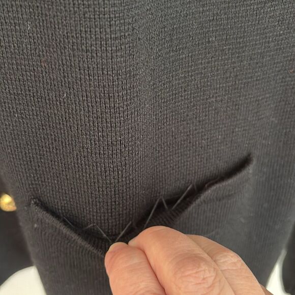 Talbot’s Women Black knit 100% merino wool jacket Gold Buttons Classic XL NWT! - Picture 4 of 9